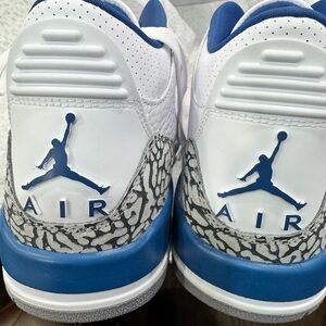 Air Jordan Retro 3 Sneakers - White/Metallic Cooper and Blue with Gray Accents